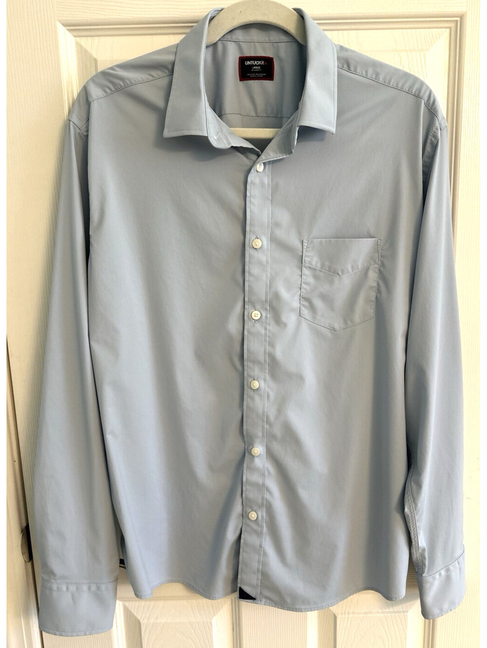 UNTUCKit Gironde Button Down Mens Large Grey Relaxed Fit Performance Shirt